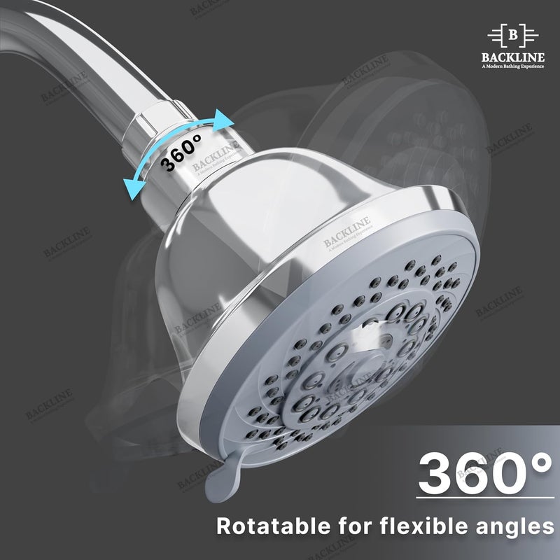 B BACKLINE ABS 5-Function Overhead Shower,Multifunction Shower Head, Without Arm, 4 Inch Shower Head (Chrome Finish) - Image 4