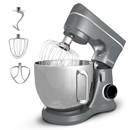 AGARO Elegant Stand Mixer, 1400W with 5.5L SS Bowl, 10 Speed Settings, Pulse Function, 100% Copper Motor, Includes Whisker, Beater, Dough Hook, Dark Grey - Image 1