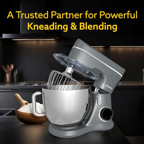 AGARO Elegant Stand Mixer, 1400W with 5.5L SS Bowl, 10 Speed Settings, Pulse Function, 100% Copper Motor, Includes Whisker, Beater, Dough Hook, Dark Grey - Image 2