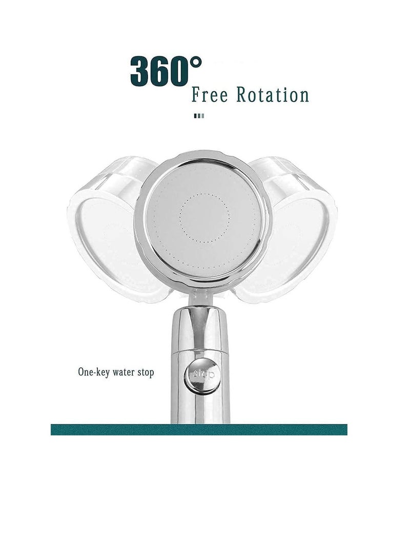 High Pressure Water Saving Shower Head with Filter and Pause Switch Easy Install Handheld Turbocharged 360 Degrees Rotating Purple - Image 4