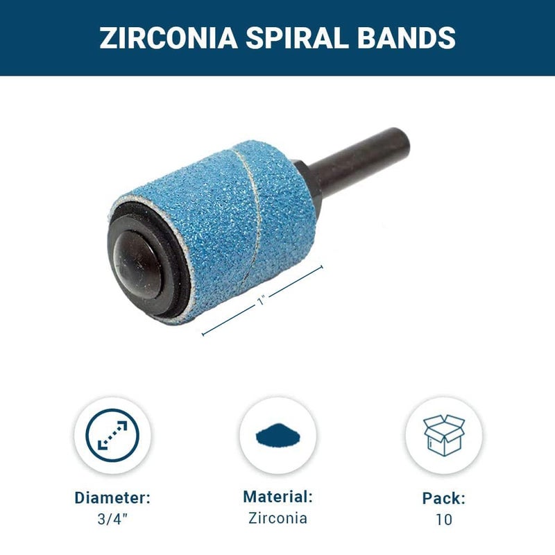 Benchmark Abrasives 3/4â€ x 1â€ Zirconia Sanding Bands, Spiral Bands Rotary Sander Attachment for Drill & Die Grinder, Metal Polishing Sanders for Woodworking - Sander Tool (10 Pack), 36 Grit - Image 5