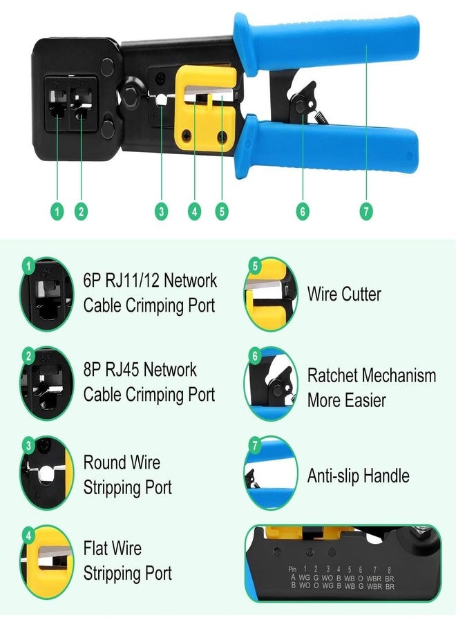 FEDUS Passthrough Crimping tool, Crimp, Cut, Strip Tool Pass-Through Ethernet Crimper, Professional RJ45 Crimp for 8P/RJ45 and 6P/RJ12 4P/RJ11 - Image 4