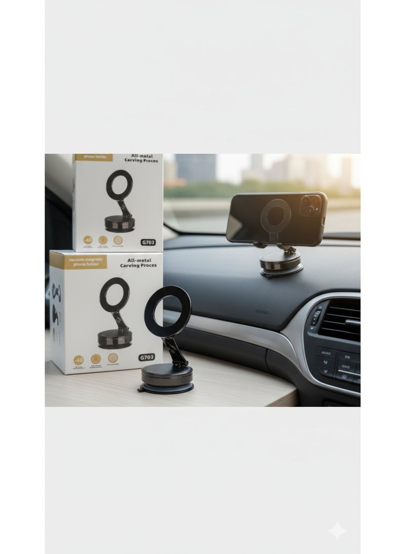 Magnetic Car Phone Stand – 360° Rotatable Mini Holder with Strong Vacuum Suction & Foldable Design, Includes Magnetic Ring, Compatible with All Smartphones for Car, Mirror, Shower & Smooth Surfaces - Image 3