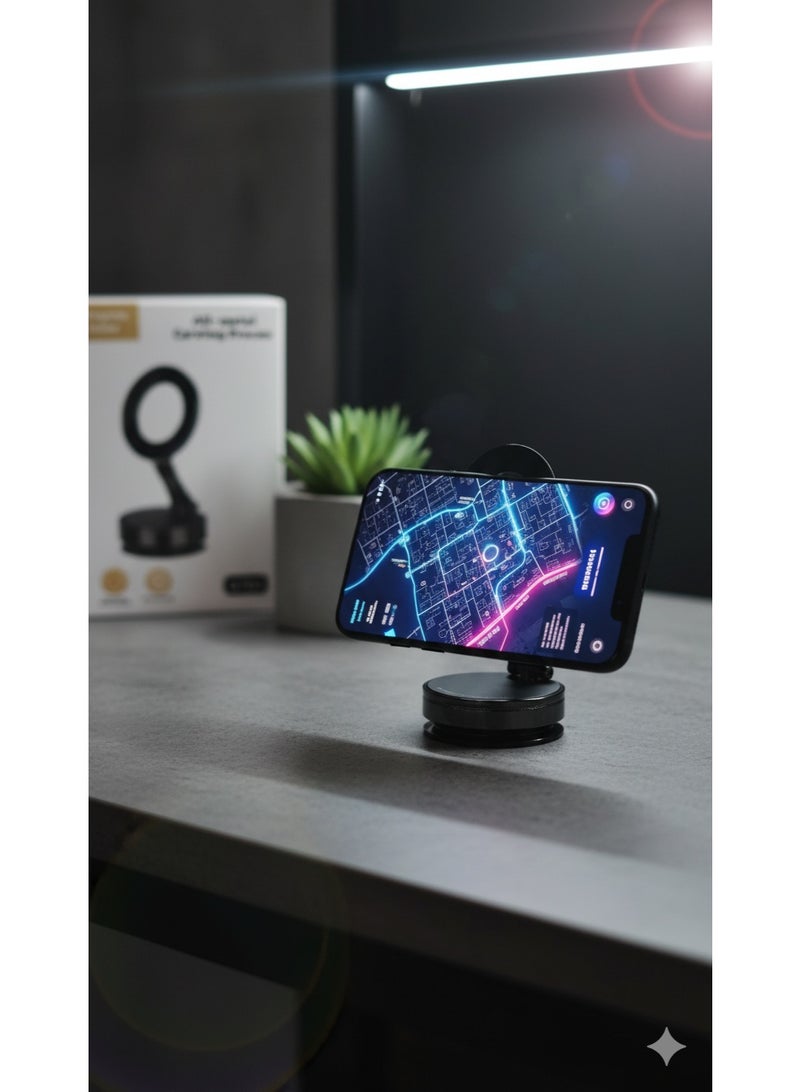 Magnetic Car Phone Stand – 360° Rotatable Mini Holder with Strong Vacuum Suction & Foldable Design, Includes Magnetic Ring, Compatible with All Smartphones for Car, Mirror, Shower & Smooth Surfaces - Image 2