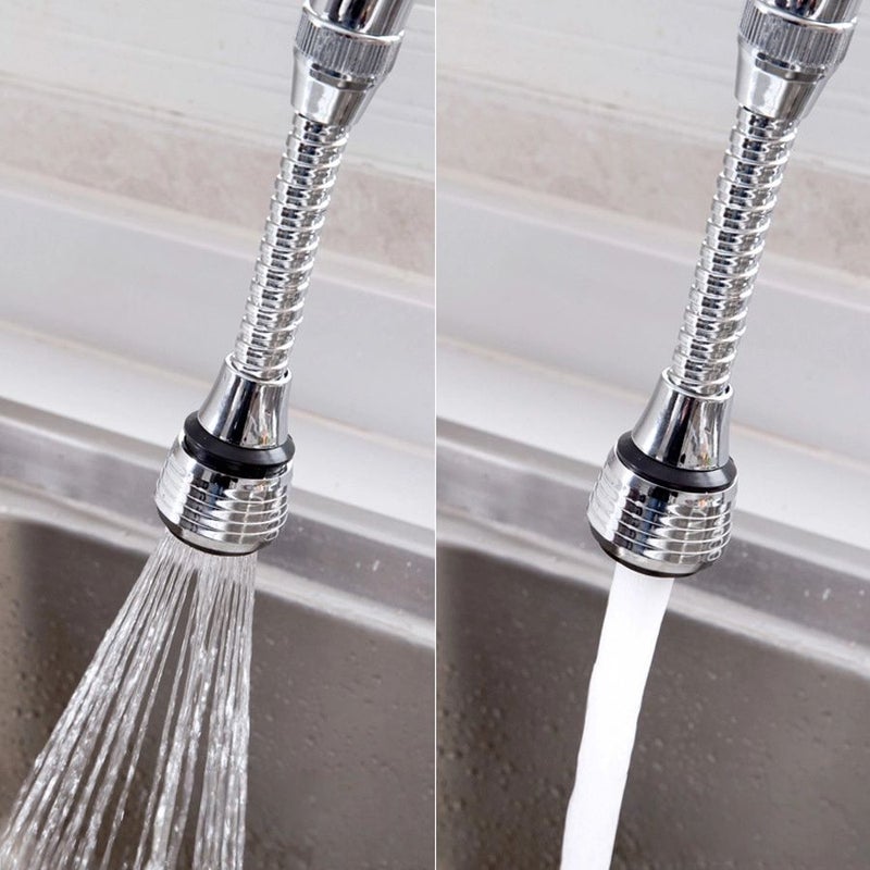 Silvery 360 Rotating Faucet Extender 12cm 2 Modes Quick Connect For Kitchen - Image 1
