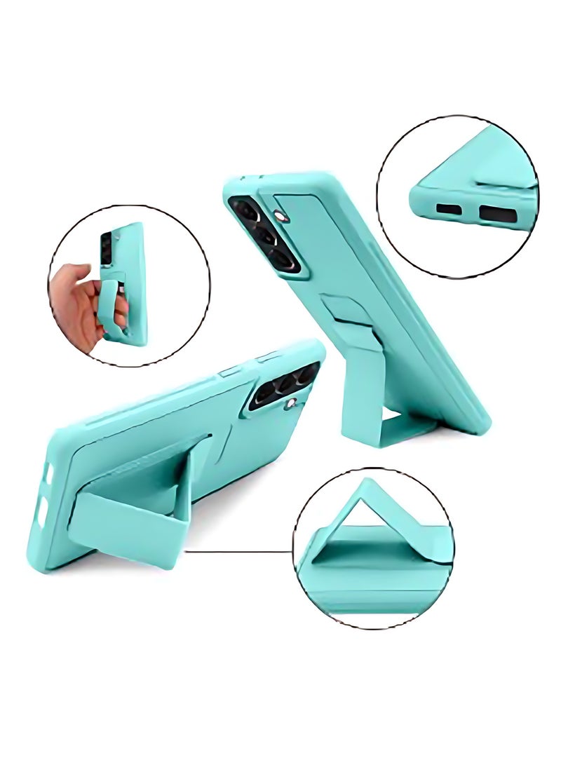 Case Up Compatible with Samsung Galaxy A13 4G Case with Magnetic Stand & Holder, Premium Silicone Finger Grip Strap Holder Case Car Mount Kickstand Cover- Mint Green - Image 2