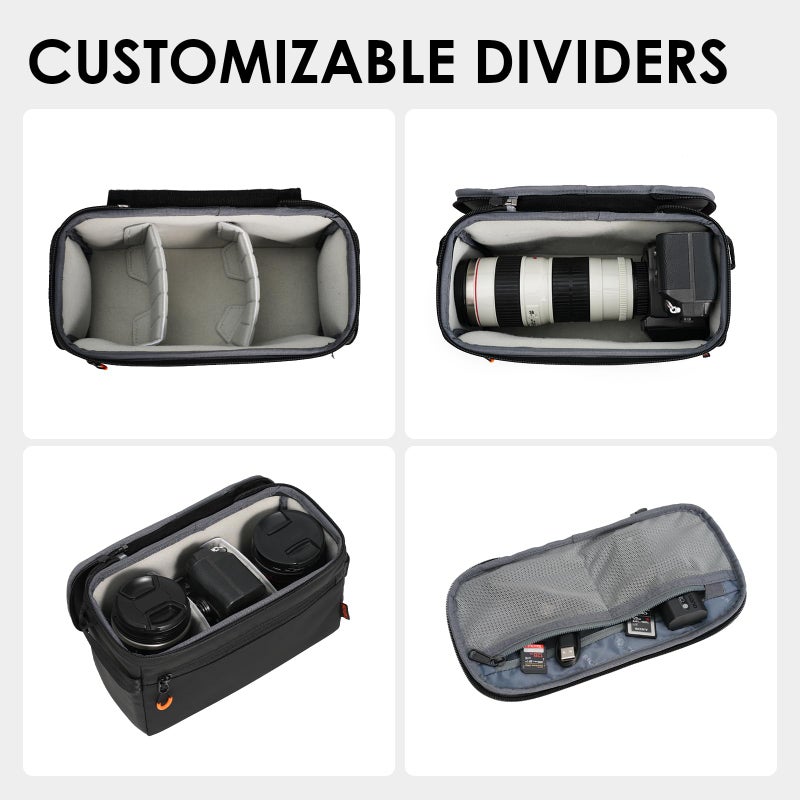 TARION Padded Camera Insert Bag - Protective Framed DSLR Inner Case Organizer - Fits 1 Camera and 2 Lenses - Removable Lid Compatible for DSLR SLR Mirrorless Cameras ShellCore XS - Image 2