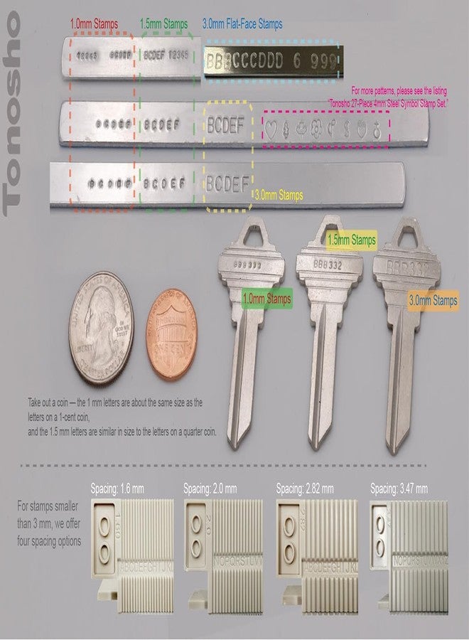Tonosho 1.5mm （1/16）Letter and Number Stamp Set with Patented Alignment Tool Box - A-Z & 0-9 Metal Punch for Jewelry, Wood, Leather (HRC62 Steel) - Image 3