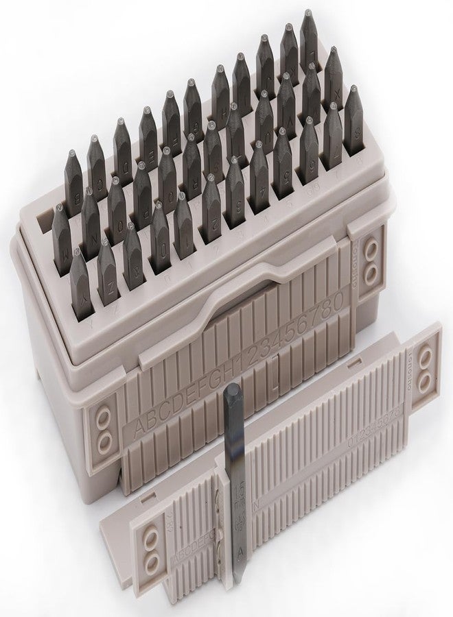 Tonosho 1.5mm （1/16）Letter and Number Stamp Set with Patented Alignment Tool Box - A-Z & 0-9 Metal Punch for Jewelry, Wood, Leather (HRC62 Steel) - Image 1