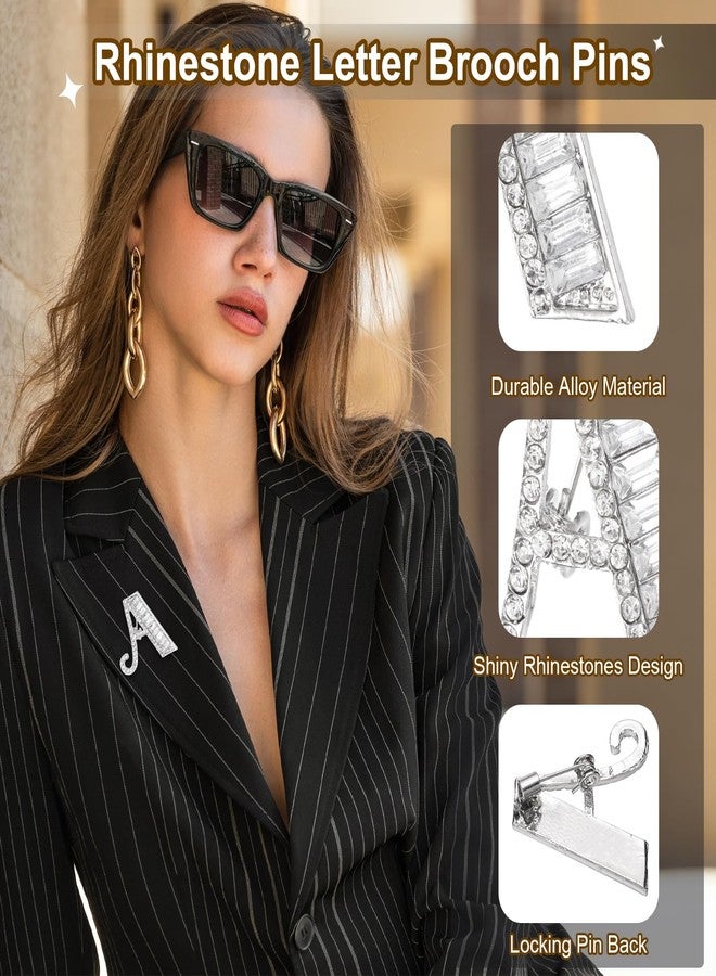 PATIKIL Letter Brooch Pins, Initial Letter A Rhinestone Broaches Metal Crystal Alphabet A-Z Breastpin Lapel Pin for Women Jewelry Gift Suit Clothes Hat Dress, Silver Tone - Image 3