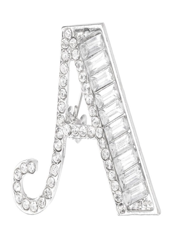 PATIKIL Letter Brooch Pins, Initial Letter A Rhinestone Broaches Metal Crystal Alphabet A-Z Breastpin Lapel Pin for Women Jewelry Gift Suit Clothes Hat Dress, Silver Tone - Image 1