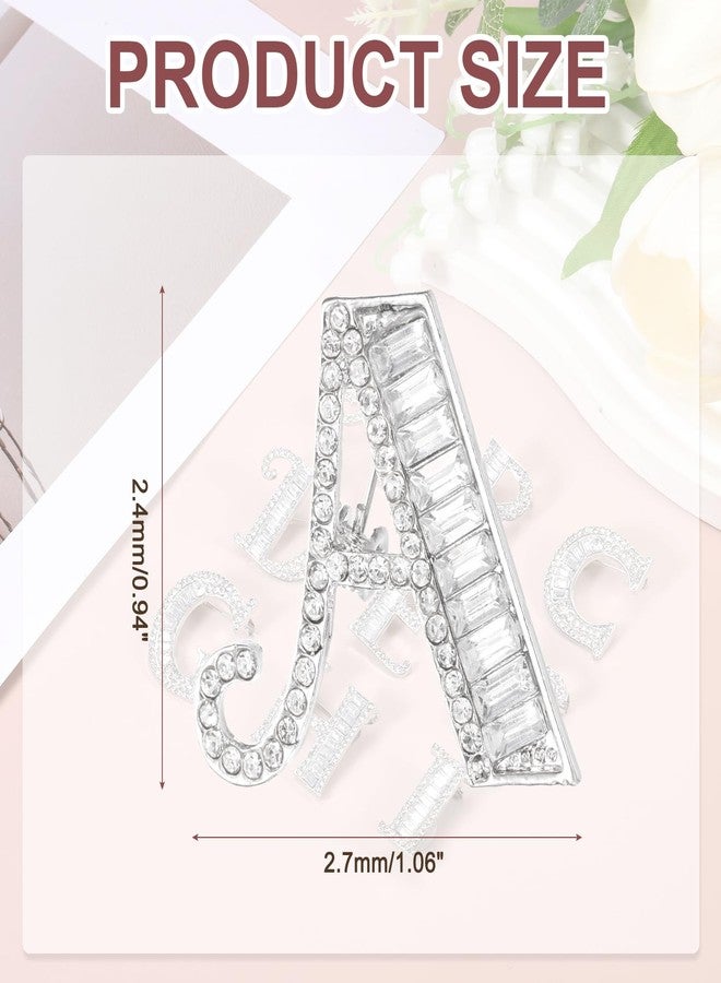 PATIKIL Letter Brooch Pins, Initial Letter A Rhinestone Broaches Metal Crystal Alphabet A-Z Breastpin Lapel Pin for Women Jewelry Gift Suit Clothes Hat Dress, Silver Tone - Image 2