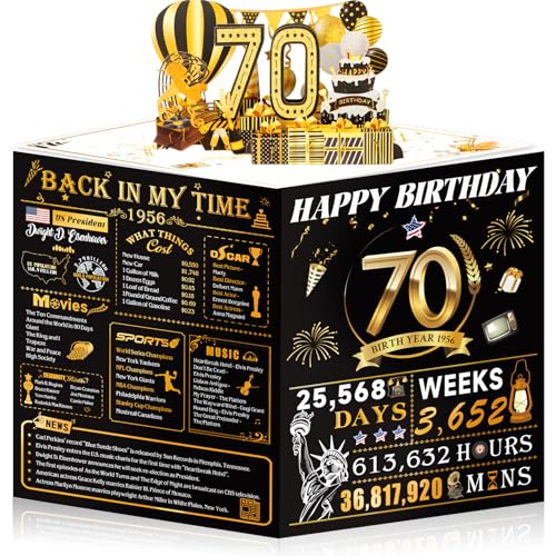 OLOSONG 70th Birthday Cards for Women Men, 3D Pop Up 70th Birthday Gift Ideas for Grandma Mom Dad, Funny 70 Year Old Birthday Decorations for Husband Wife Parents Him Her, Jumbo Back In 1956 - Image 1