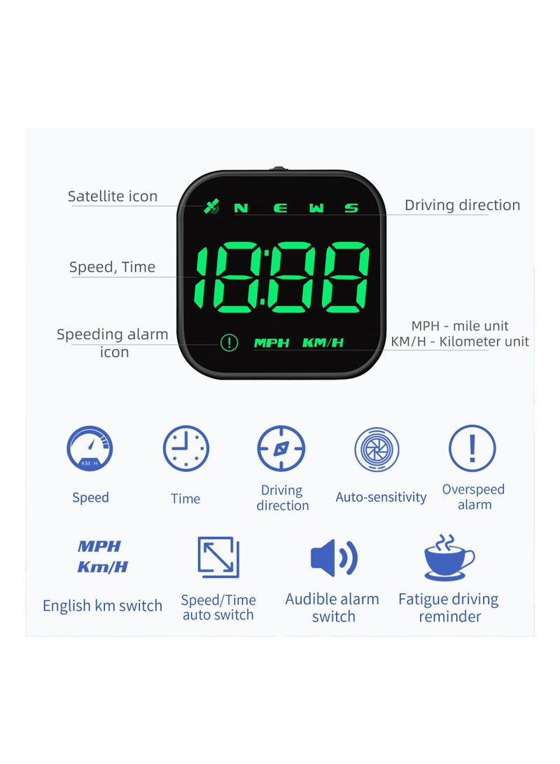 Zikra G4S Digital GPS Speedometer, New HUD Car Head Up Display with Digital Speed in MPH KPH, Universal Fatigue Driving Reminder, Overspeed Alarm Trip Meter, for All Vehicle (Green) - Image 2