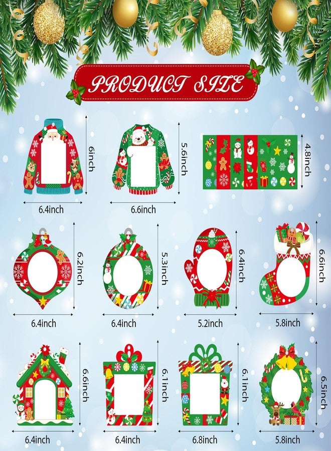 Chinco 20 Pcs Christmas Photo Frame Ornaments Christmas Tree Decoration DIY Gingerbread House Craft Kit Kids Xmas Photo Frame Classroom Activities Holiday Keepsake Party(Vintage Style) - Image 2