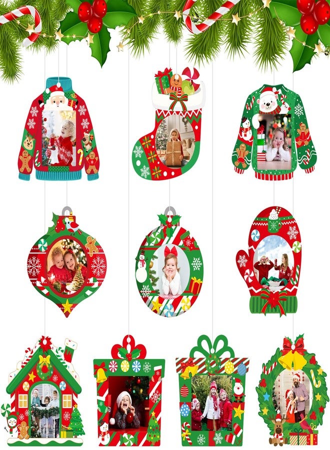 Chinco 20 Pcs Christmas Photo Frame Ornaments Christmas Tree Decoration DIY Gingerbread House Craft Kit Kids Xmas Photo Frame Classroom Activities Holiday Keepsake Party(Vintage Style) - Image 1