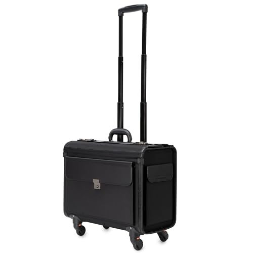Alpine Swiss Wheeled Briefcase | Rolling Briefcase Locking Telescopic Handle 4 Replaceable Wheels | Pilot Lawyer Litigator Attache Case | 17” Laptop Compartment | Dual Combo Locks | Organizer Pockets - Image 2