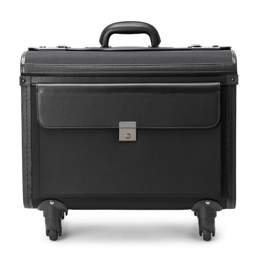 Alpine Swiss Wheeled Briefcase | Rolling Briefcase Locking Telescopic Handle 4 Replaceable Wheels | Pilot Lawyer Litigator Attache Case | 17” Laptop Compartment | Dual Combo Locks | Organizer Pockets - Image 5