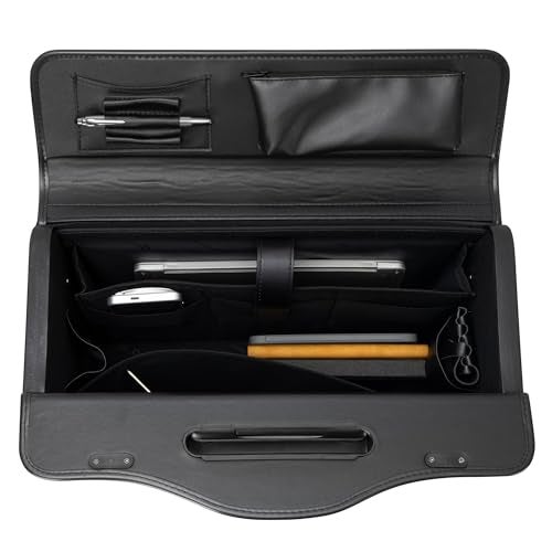 Alpine Swiss Wheeled Briefcase | Rolling Briefcase Locking Telescopic Handle 4 Replaceable Wheels | Pilot Lawyer Litigator Attache Case | 17” Laptop Compartment | Dual Combo Locks | Organizer Pockets - Image 4
