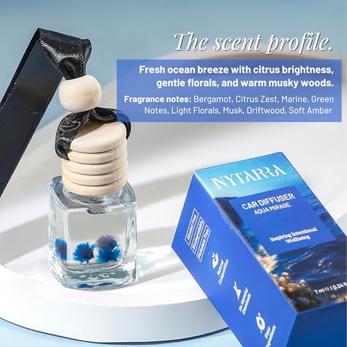Nytarra Luxury Car Freshener Aqua Mirage, No Alcohol & Long Lasting Car Scent, Car Fragrance Diffuser, Premium Car Perfume Hanging Pod with Reed Diffusion Technology - Image 4