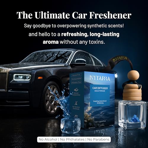 Nytarra Luxury Car Freshener Aqua Mirage, No Alcohol & Long Lasting Car Scent, Car Fragrance Diffuser, Premium Car Perfume Hanging Pod with Reed Diffusion Technology - Image 3