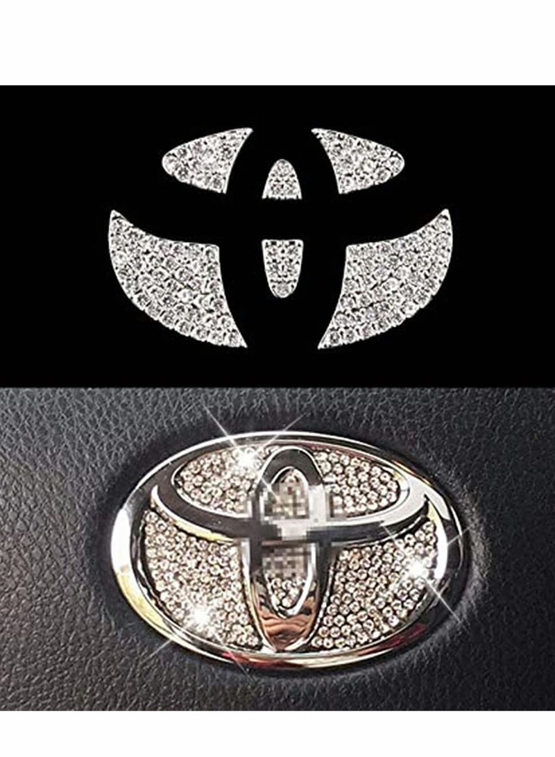 SYOSI Bling Steering Wheel Logo Caps for Toyota, DIY Diamond Crystal Sparkly Steering Wheel Emblem Accessories Badge Interior Decorations Compatible for Women for All Toyota - Image 1