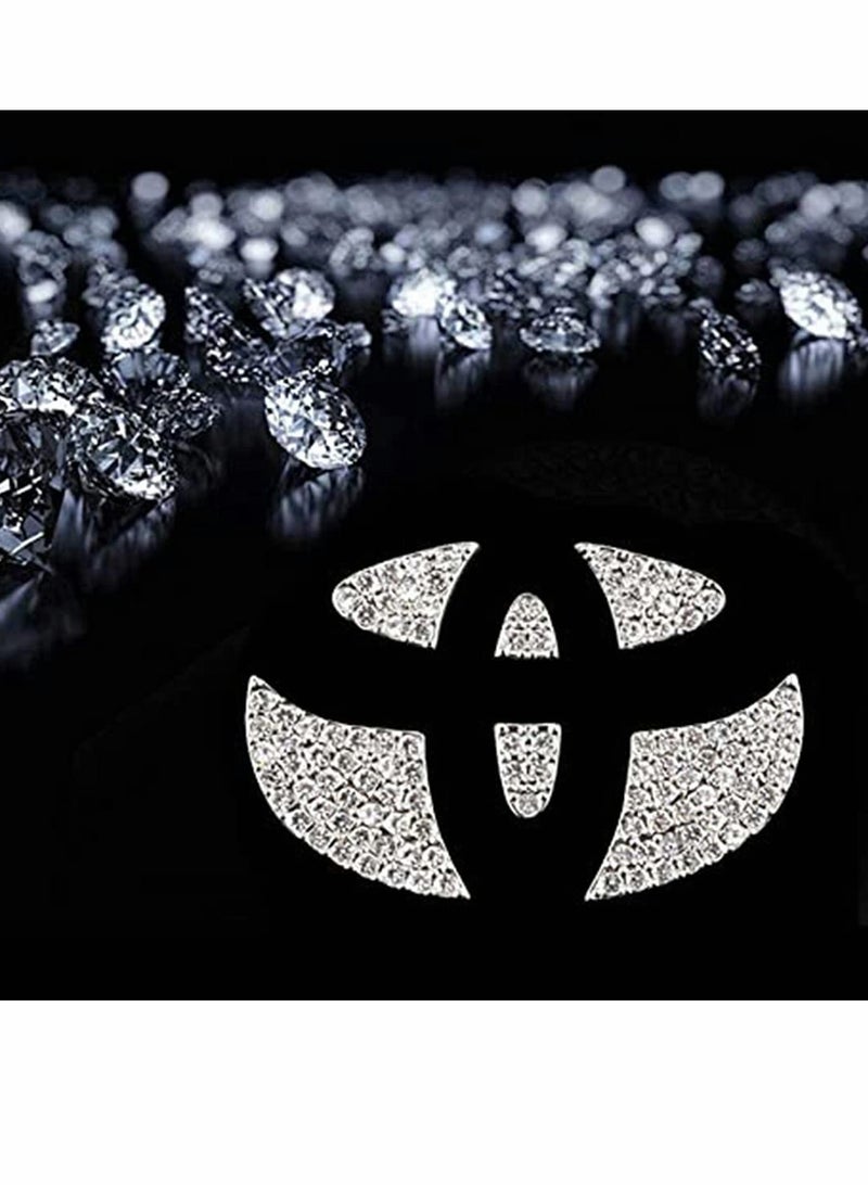 SYOSI Bling Steering Wheel Logo Caps for Toyota, DIY Diamond Crystal Sparkly Steering Wheel Emblem Accessories Badge Interior Decorations Compatible for Women for All Toyota - Image 2