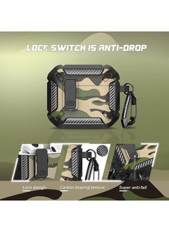 O Ozone For AirPods 4 Case Cover (2024) with Secure Lock Clip, Camouflage Design Full Drop Protection Shockproof Hard PC Case Cover Keychain- Grey  - Image 4