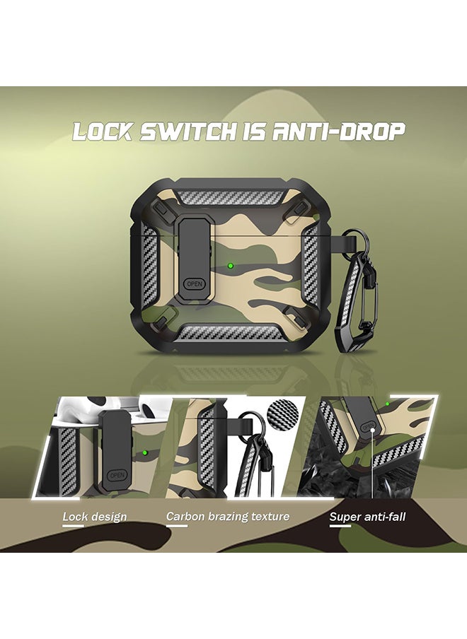 O Ozone - For AirPods 4 Case Cover (2024) with Secure Lock Clip, Camouflage Design Full Drop Protection Shockproof Hard PC Case Cover Keychain- Grey - Image 1