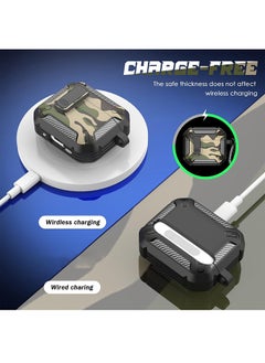 O Ozone For AirPods 4 Case Cover (2024) with Secure Lock Clip, Camouflage Design Full Drop Protection Shockproof Hard PC Case Cover Keychain- Grey  - Image 5