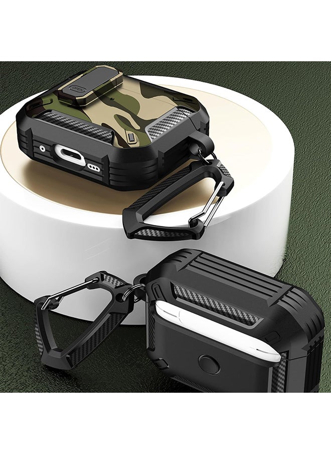O Ozone - For AirPods 4 Case Cover (2024) with Secure Lock Clip, Camouflage Design Full Drop Protection Shockproof Hard PC Case Cover Keychain- Grey - Image 1