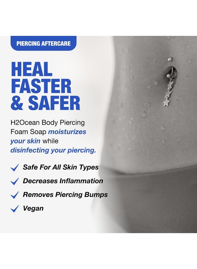 H2Ocean Body Piercing Foam Soap Sea Salt Piercing Aftercare, Gentle Cleansing Moisturizing Soap With Aloe Vera, Alcohol Free, Unscented, Organic, Vegan 1.7Oz - Image 2