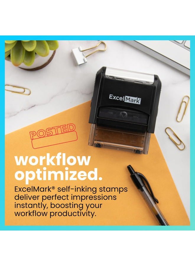 ExcelMark POSTED Self Inking Rubber Stamp - Red Ink ( A1539) - Image 2