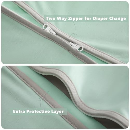 TILLYOU Baby Sleep Sack 12-18 Months, 1.0 Tog Soft Double Zipper Sleeping Sack Wearable Blanket, Green - Image 2