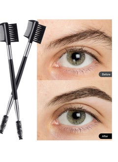 Patelai 3 Pcs Eyebrow Brush Eyelash Comb Eyelash Shaper and Eyebrow Brush Dual Comb Double Head Eyebrow Brush Eyebrow Eyelash Makeup Grooming Tool for Women Cosmetic Travel (Black)  - Image 2