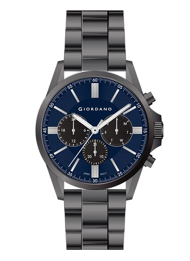 GIORDANO Stainless Steel Strap Round Shape Analog & Digital Wrist Watch GD-1177-66 - 45mm - Black
