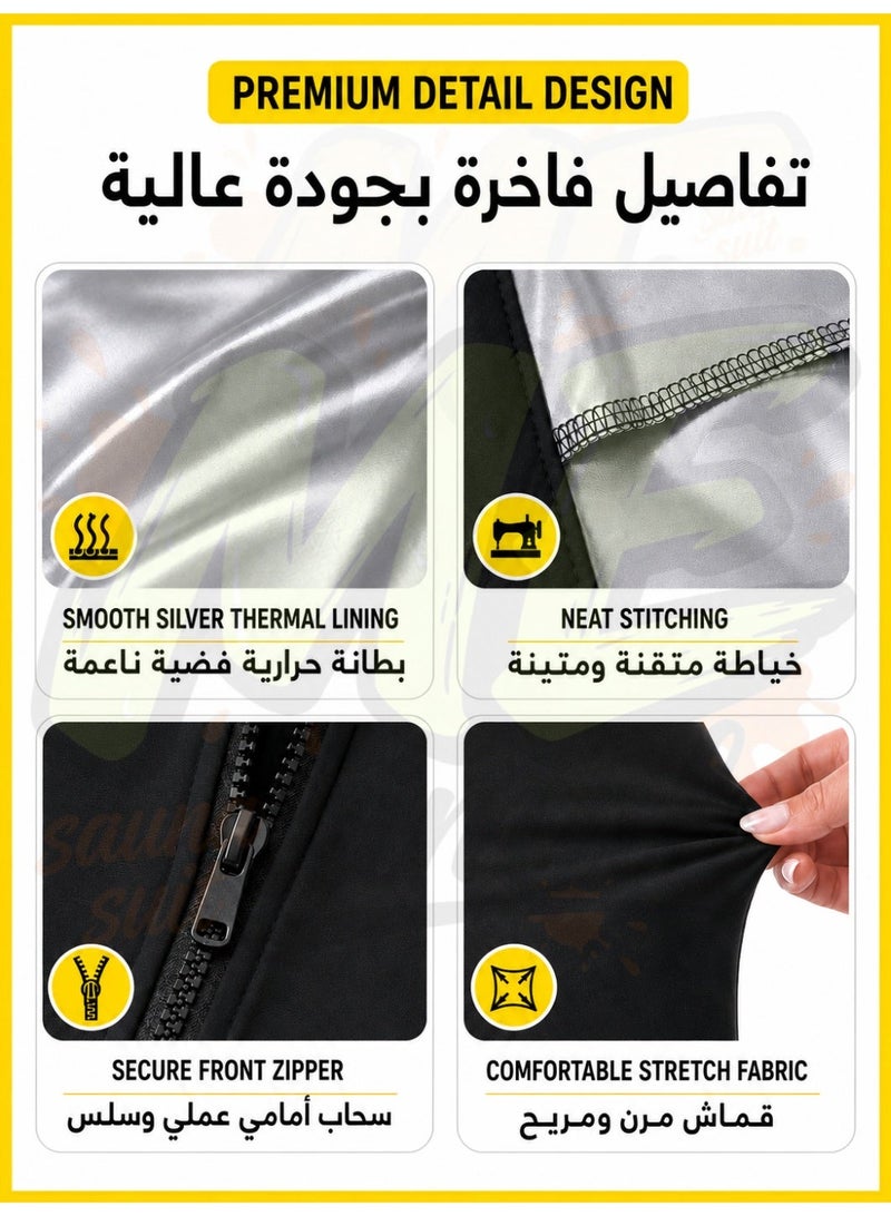 مينيمال بدلة ساونا نسائية بأكمام طويلة وبنطلون برقبة عالية لتشكيل الجسم وزيادة التعرق مناسبة للتمرين اليومي والاستخدام الرياضي الخارجي - Image 3