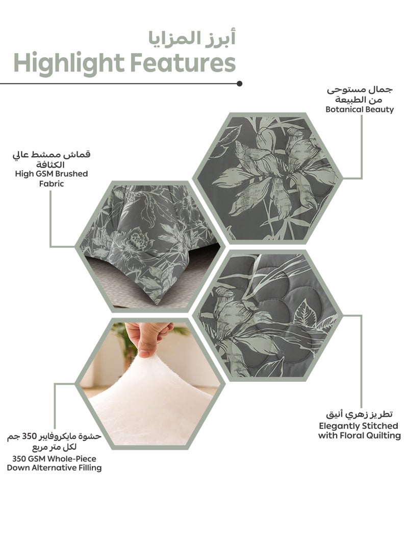 Donetella Bedding Comforter Set, King Size Fits 200x200 cm - 6-Pcs Digital Print Quilted Bed Set, Microfiber Fabric - 1 Comforter, 1 Fitted Sheet, 2 Pillow Shams, 2 Pillowcases - Image 5