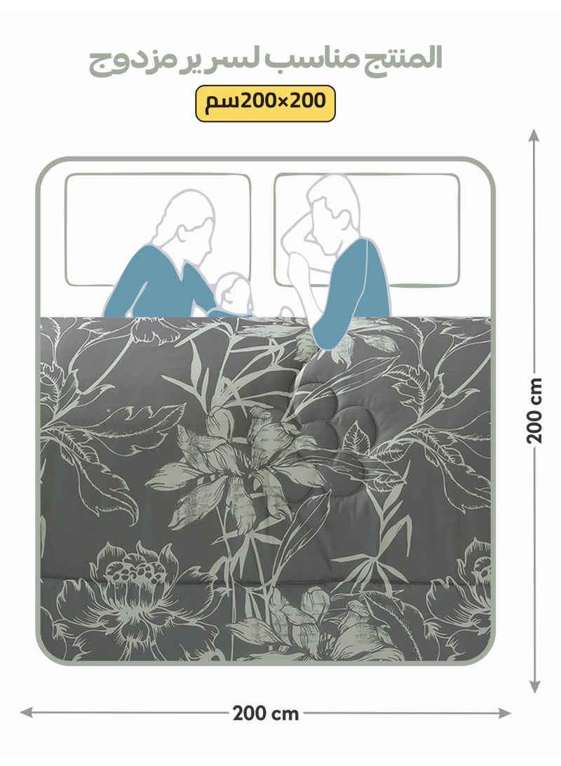 Donetella Bedding Comforter Set, King Size Fits 200x200 cm - 6-Pcs Digital Print Quilted Bed Set, Microfiber Fabric - 1 Comforter, 1 Fitted Sheet, 2 Pillow Shams, 2 Pillowcases - Image 3