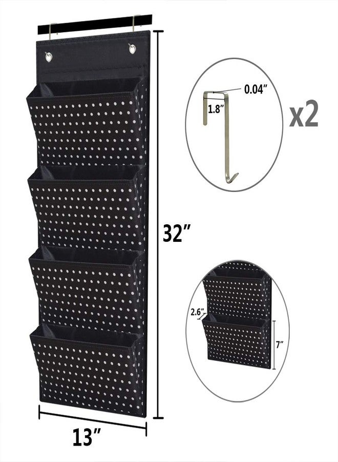 Eamay 4 Pocket White Dots Wall Mount/Over Door File Hanging Storage Organizer - Office Supplies, School, Classroom, Office or Home Use - Image 3