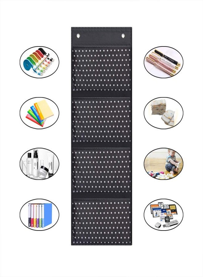 Eamay 4 Pocket White Dots Wall Mount/Over Door File Hanging Storage Organizer - Office Supplies, School, Classroom, Office or Home Use - Image 5