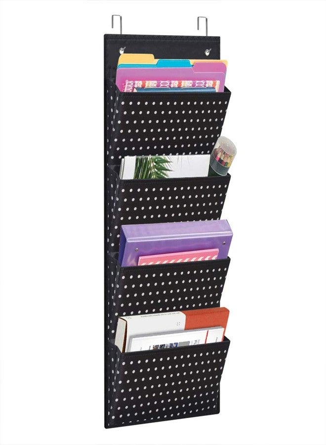 Eamay 4 Pocket White Dots Wall Mount/Over Door File Hanging Storage Organizer - Office Supplies, School, Classroom, Office or Home Use - Image 1