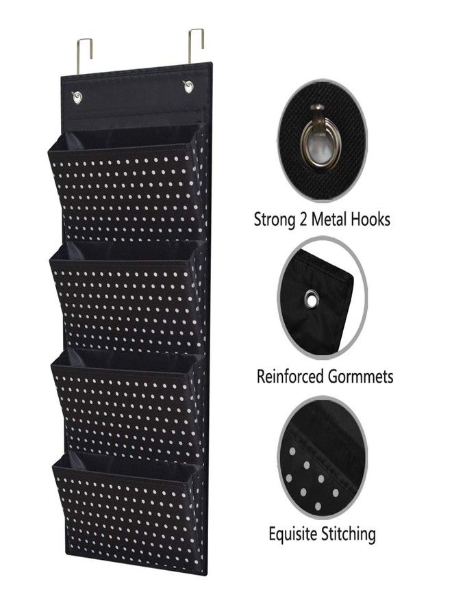 Eamay 4 Pocket White Dots Wall Mount/Over Door File Hanging Storage Organizer - Office Supplies, School, Classroom, Office or Home Use - Image 4