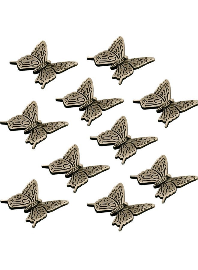 دينبيتيك 10 قطع من مقابض خزانة على شكل فراشة من Denpetec، مقبض أدراج على شكل فراشة عتيقة، مقبض سحب على شكل فراشة لخزانة الأدراج وخزانة الملابس - Image 1