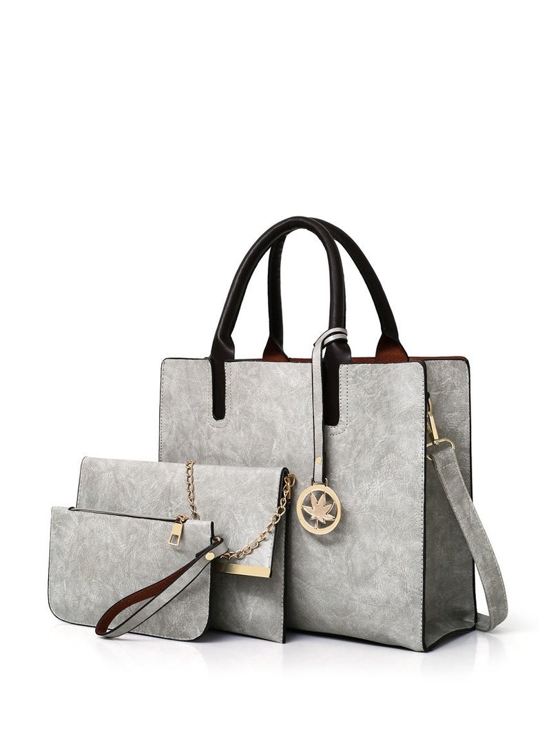ALAS EV TEKSTIL طقم حقائب بتصميم كلاسيكي باللون الرمادي مكون من 3 قطع - Image 2