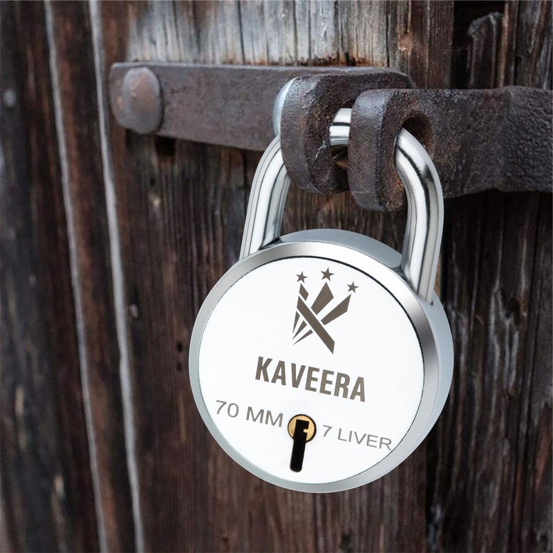 KAVEERA Padlocks Keyed Round Lock Waterproof and Rustproof Storage Lock with Brass Keys Ideal for Storage Unit Gate Outdoor Shed Fence  - Image 3