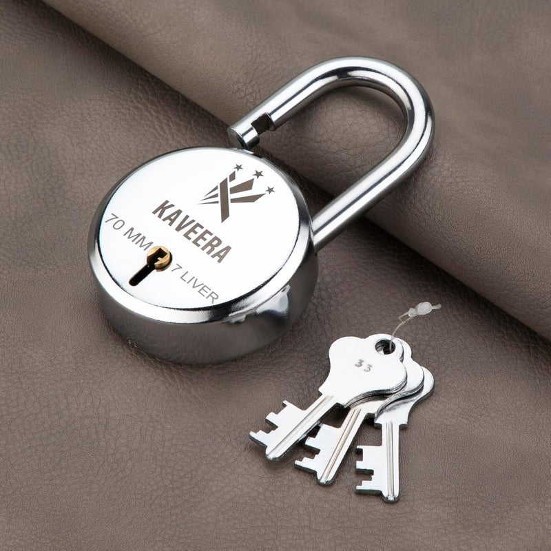 KAVEERA Padlocks Keyed Round Lock Waterproof and Rustproof Storage Lock with Brass Keys Ideal for Storage Unit Gate Outdoor Shed Fence  - Image 1