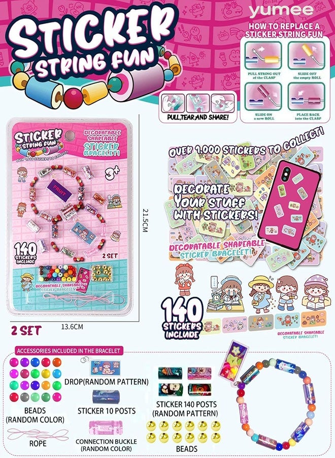 يمي مجموعة صنع الأساور للبنات، مجموعة ملصقات ومجوهرات يدوية للأطفال، لعبة إبداعية، هدية - Image 1