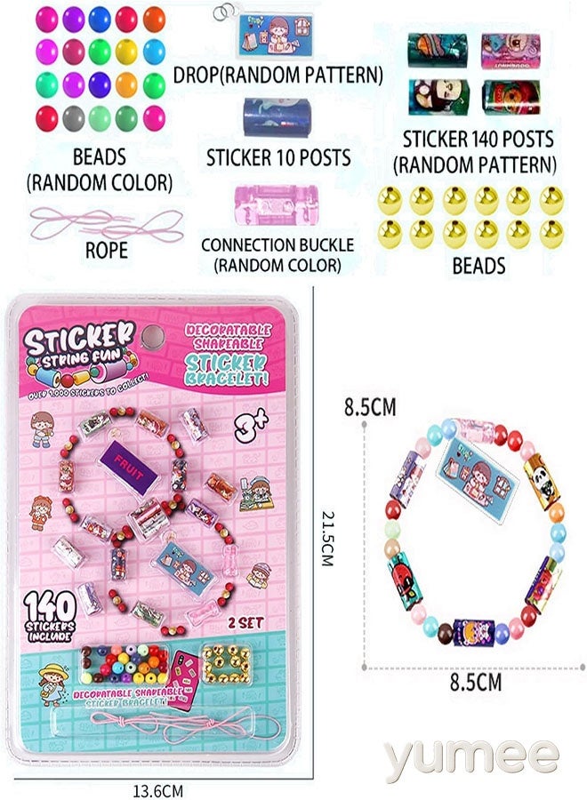 يمي مجموعة صنع الأساور للبنات، مجموعة ملصقات ومجوهرات يدوية للأطفال، لعبة إبداعية، هدية - Image 2