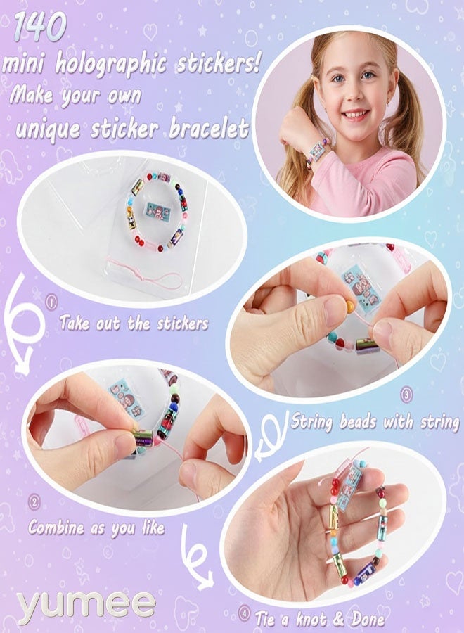 يمي مجموعة صنع الأساور للبنات، مجموعة ملصقات ومجوهرات يدوية للأطفال، لعبة إبداعية، هدية - Image 3